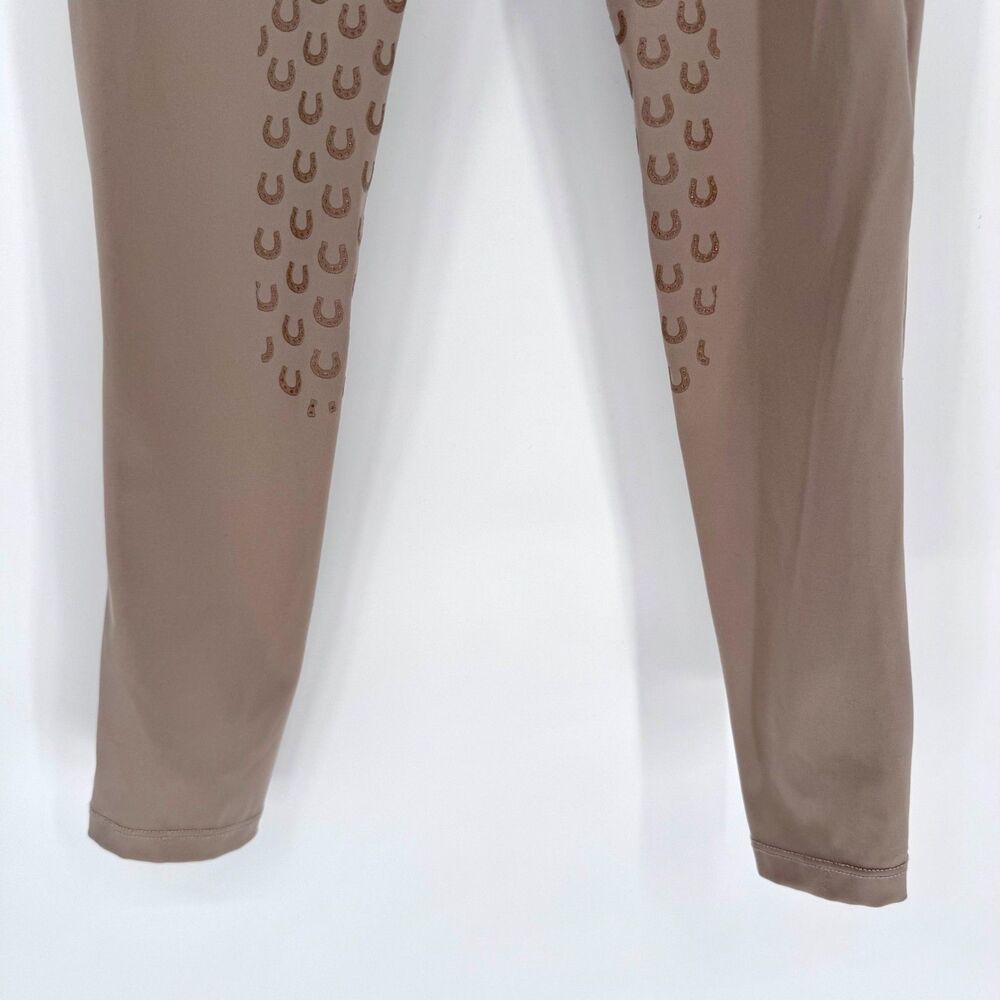 Girls FITST4 Equestrian Riding Breeches Leggings Tan Knee Grip XL - Picture 6 of 9